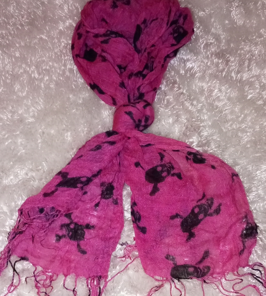 SKULL scarf pink and black one size